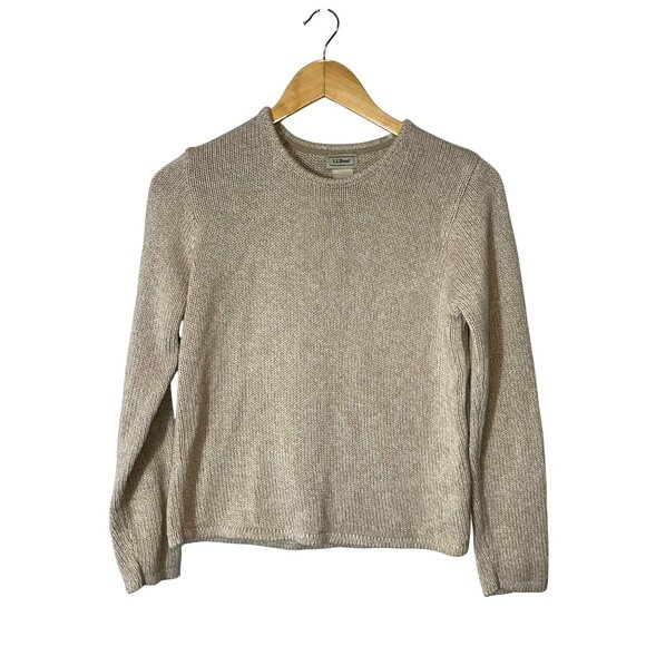L.L. Bean Womens Cotton Sweater Beige Size Small - Picture 1 of 7